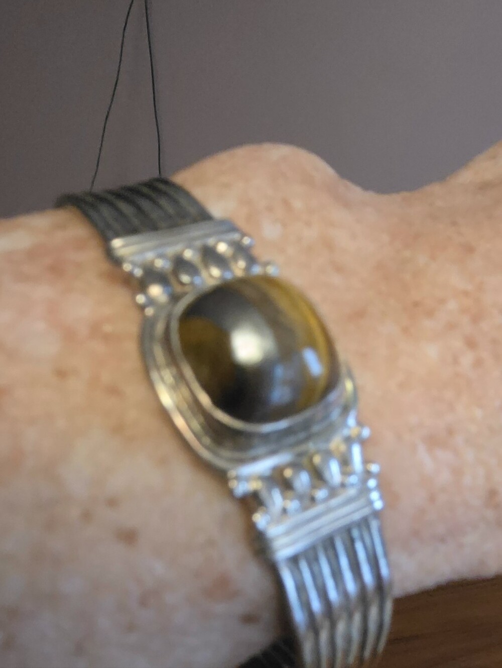 Himilayan Gems Tigers' Eye 925 Silver Cuff/bangle/bracelet